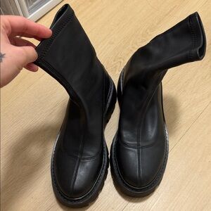 Naked wolfe women Black Stretch Shaft Leather Boots